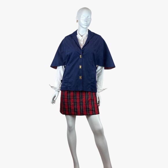 Vintage 70’s Womens Marjone Cape Jacket Faux Suede Navy Blue Size Small Capelet - Picture 4 of 6